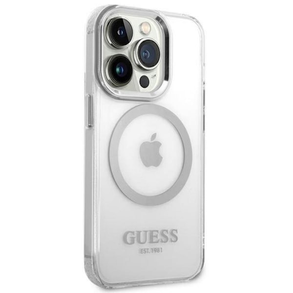 GUESS iPhone 14 Pro Max Skal Magsafe Metal Outline - Silver