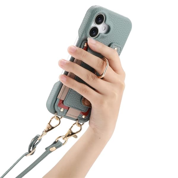 Mobilskal till iPhone 16 med Korthållare Ring Kickstand - Blå Blå