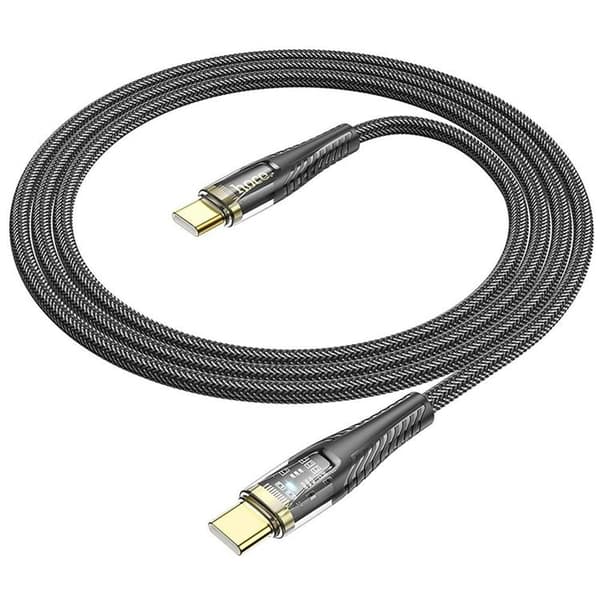 Hoco USB-C - USB-C 60W 3A Kabel 1.2m U121 - Sort Svart