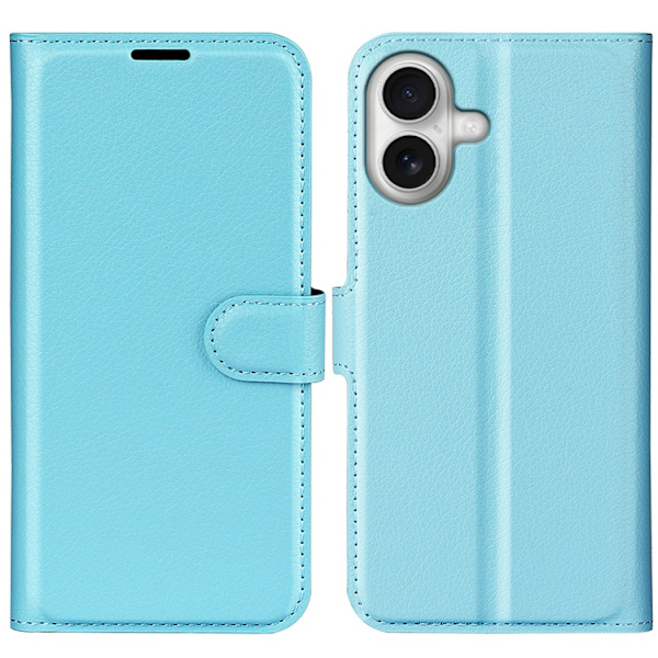 iPhone 17 Plånboksfodral Litchi Texture läder - Blå Blå