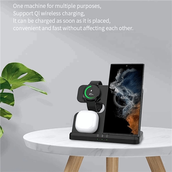 3-in-1 Trådlös Laddare Samsung Galaxy - Buds - Watch Svart