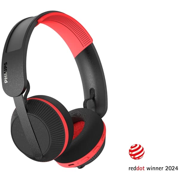 PHILIPS Over-Ear Hörlurar Sport Solcell IP55 - Svart/Röd Svart