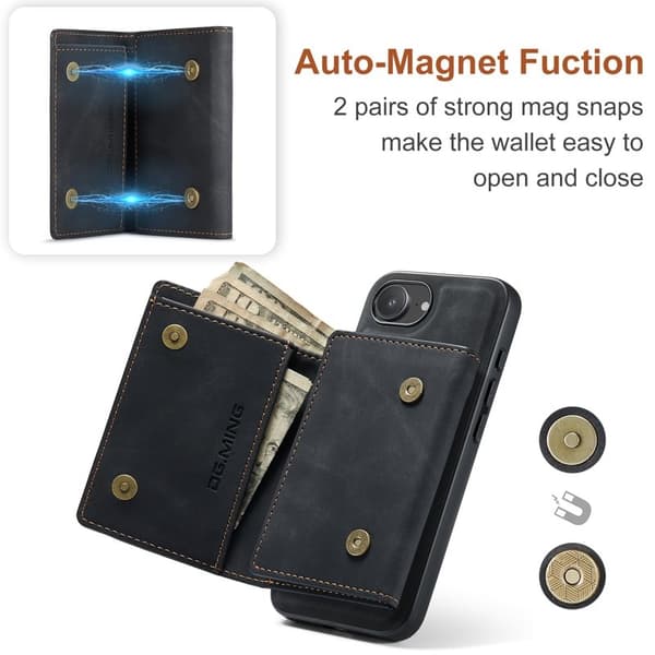 DG.MING M1 Series Mobilskal till iPhone 16e med Kickstand - Svart
