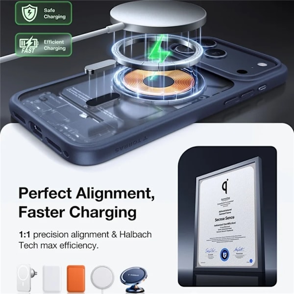 TORRAS Mobilskal till iPhone 17 Pro MagSafe Matte PC + TPU - Mörkblå Blå