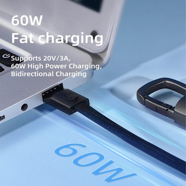 Tech-Protect USB-C till USB-C Kabel Nyckelring 60W - Iron Grå Grå
