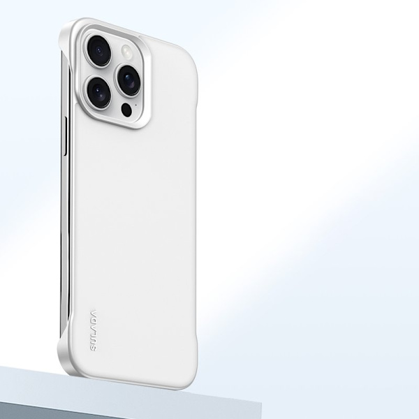 SULADA Mobilskal till iPhone 15 Pro Frameless PU + PC Baksida Vit