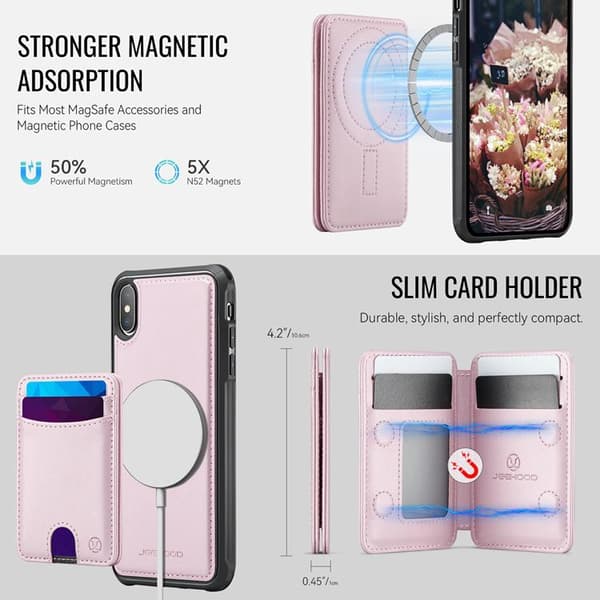 JEEHOOD Mobilskal till iPhone XS Max MagSafe Läder - Rosa Rosa