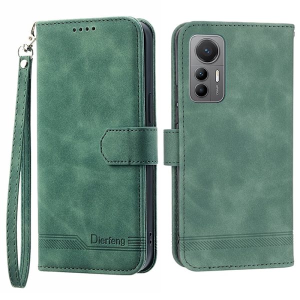 DIERFENG DF-03 Xiaomi 12 Lite 5G Plånboksfodral Konstläder - Grön