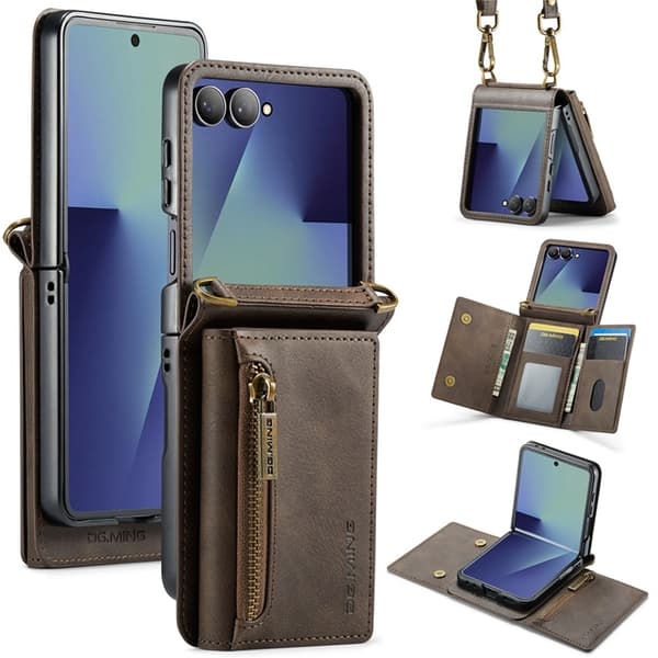 DG.MING Mobilskal till Galaxy Z Flip 7 RFID-Skydd M5 - Brun Brun