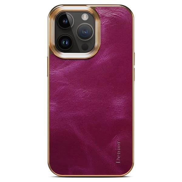 DENIOR Mobilskal till iPhone 15 Pro Äkta Läder + PC + TPU - Lila
