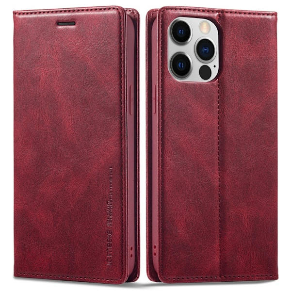 LC.IMEEKE iPhone 13 Pro Plånboksfodral i Konstläder - Röd