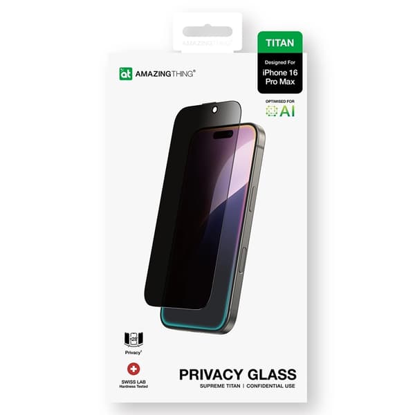 AmazingThing iPhone 16 Plus Härdat Glas Skärmskydd Privacy - Svart