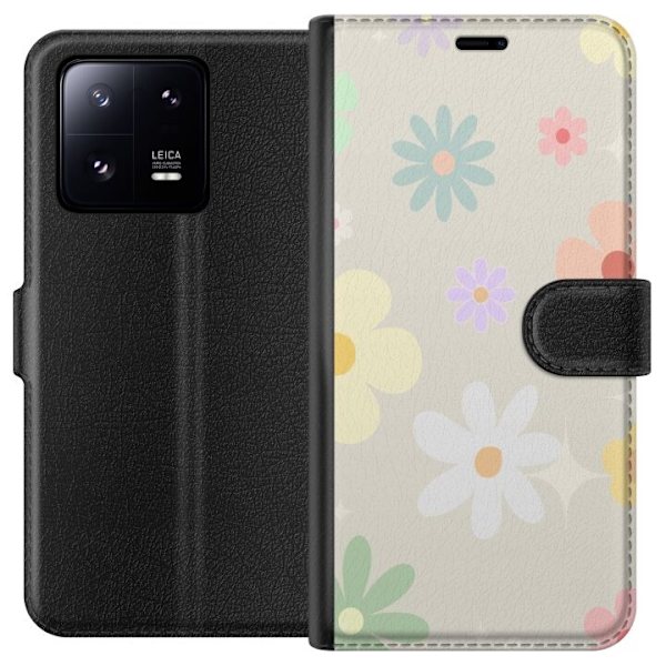 Plånboksfodral till Xiaomi 13 Pro med fejdande blommor
