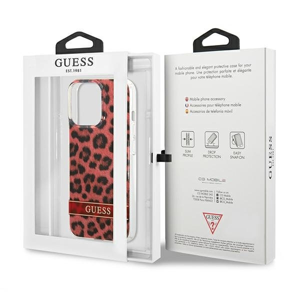 Guess Mobilskal till iPhone 13 Pro / 13 MagSafe Leopard - Röd