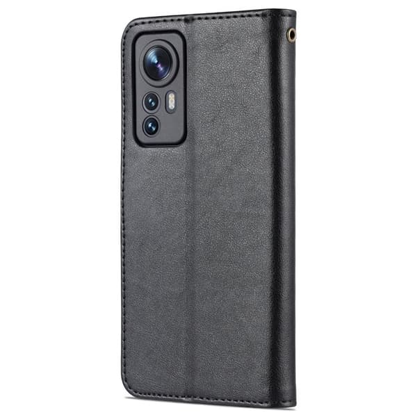 AZNS Xiaomi 12 5G Plånboksfodral Konstläder - Svart