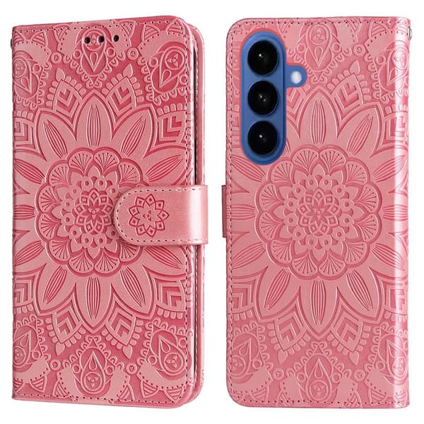 Galaxy S26/S26 Pro Plånboksfodral Sunflower Imprint Konstläder - Rosa Rosa