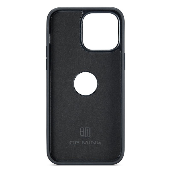 DG.MING Mobilskal till iPhone 15 Plus Logo View Brun PU Läder+PC+TPU