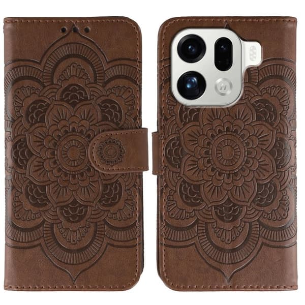 Oppo Find X9 Pro 5G Plånboksfodral Konstläder Mandala - Brun