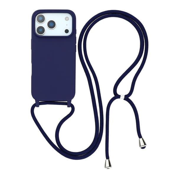 Mobilskal till iPhone 17 Pro TPU Shockproof med Lanyard - Mörkblå Blå