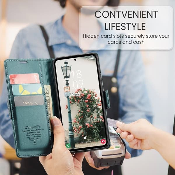 CASEME Plånboksfodral Konstläder för Samsung Galaxy A55 5G - Grön