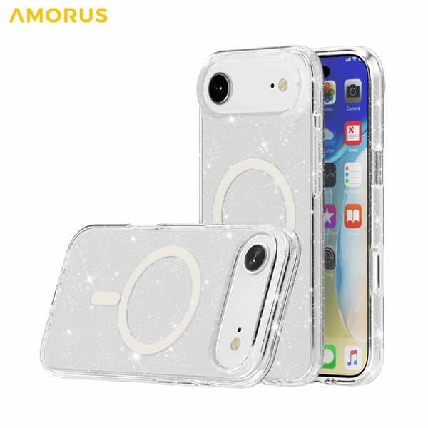 AMORUS Mobilskal till iPhone Air Magsafe Glitter Powder PC + TPU - Vit Vit