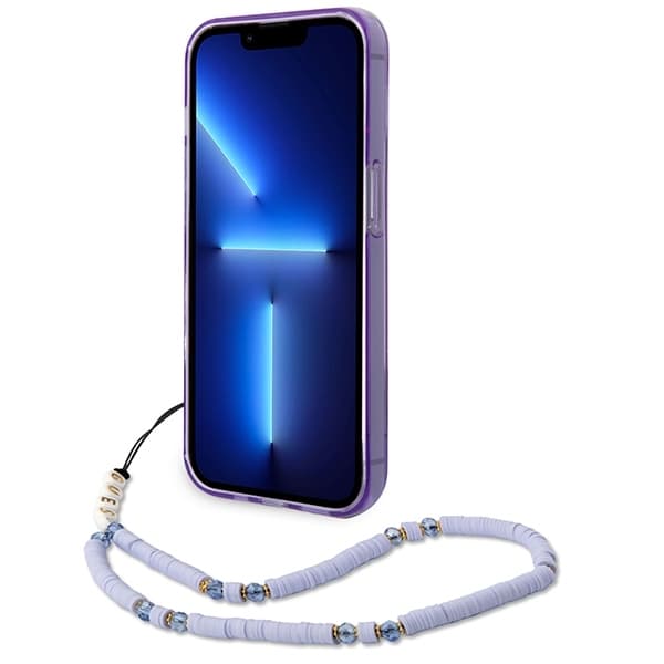 Guess telefonetui til iPhone 14 Pro MagSafe Gennemsigtig perlerem