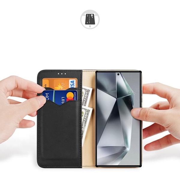 Dux Ducis Galaxy S24 Ultra Plånboksfodral Äkta Läder Hivo - Svart Svart