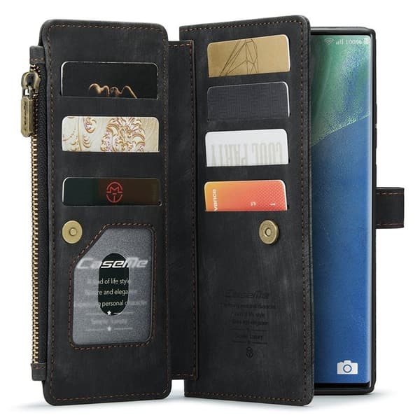 CASEME Konstläder Plånboksfodral för Samsung Galaxy Note20 Ultra - Svart