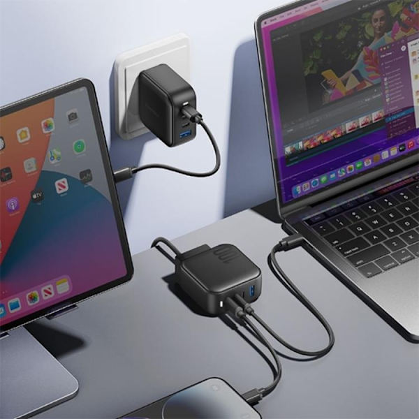 Energea Snabbladdare 100W 3xUSB-C 1xUSB-A PD-PPS-QC Svart