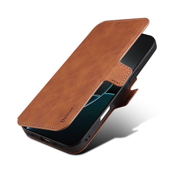 DENIOR B06 iPhone 16 Pro Max Plånboksfodral Konstläder + TPU - Brun