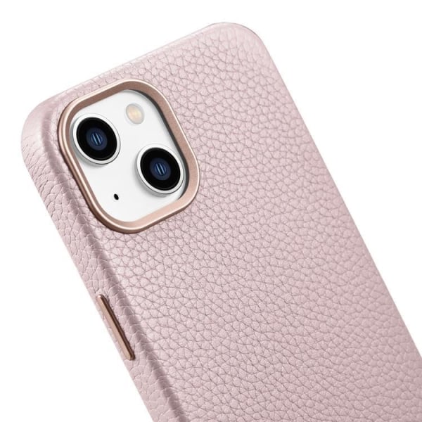 iCarer iPhone 14 Case Magsafe aito nahka Litchi Premium - vaaleanpunainen