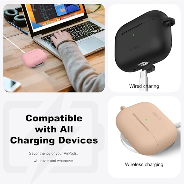Tech-Protect Apple Airpods Pro 3 Etui Silikone Krog - Crayon Grå Grå