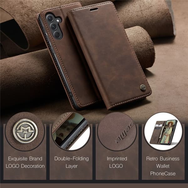 CASEME Galaxy A56 5G Plånboksfodral 013 Series Konstläder - Coffee Brun