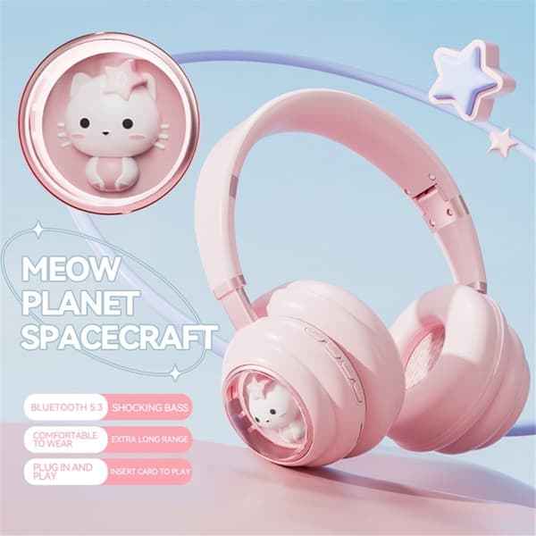 Over-Ear Trådlösa Hörlurar för Barn Bluetooth Cat RGB-ljus KE-30 Grön