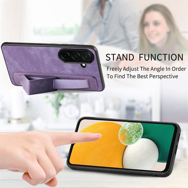 Mobilskal för Samsung Galaxy S26 Plus Kickstand Konstläder + TPU - Lila