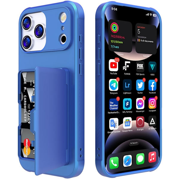 Mobilskal till iPhone 17 Pro Korthållare Mirror Kickstand - Blå Blå