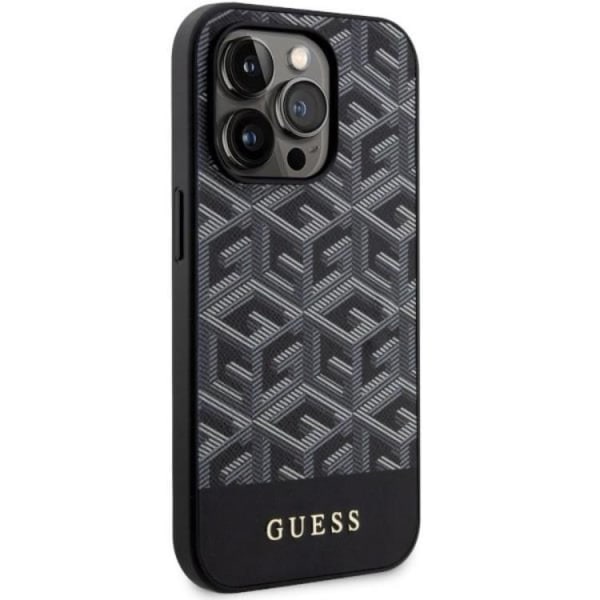 Guess iPhone 14 Pro -mobiilisuojus MagSafe GCube Stripes - musta