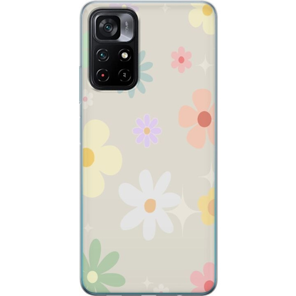 Mobilskal till Xiaomi Poco M4 Pro 5G med fejdande blommor