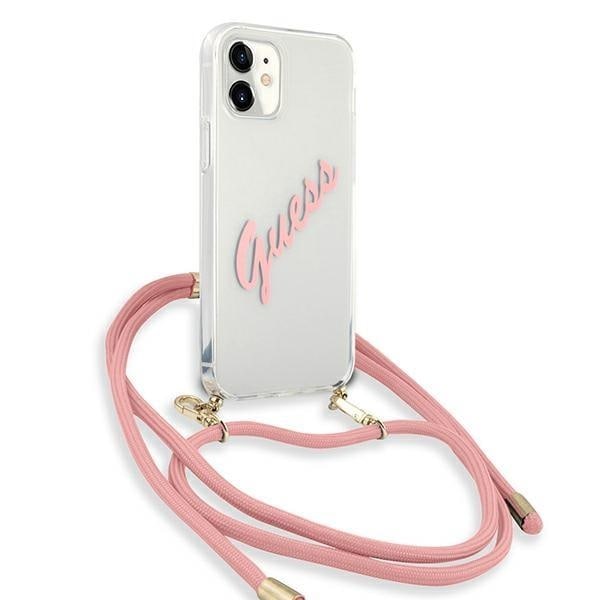 Guess Skal iPhone 12 Mini Script Vintage Strap - Rosa Rosa
