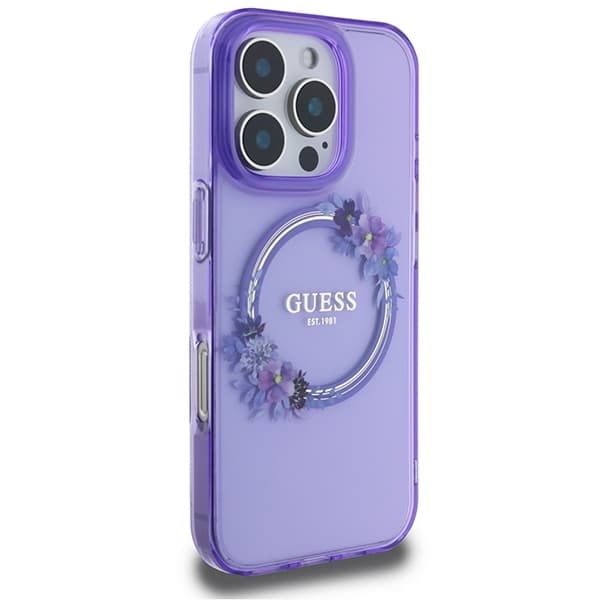 Guess Mobilskal till iPhone 16 MagSafe IML Flowers Wreath - Lila Lila