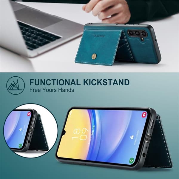 JEEHOOD Samsung Galaxy A15 4G/5G Mobilskal Konstläder + Plast - Blå Blå