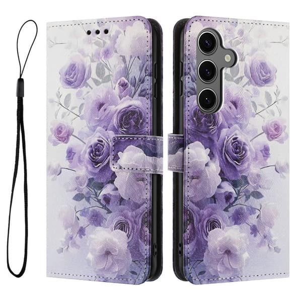 Plånboksfodral för Samsung Galaxy S26 Plus Mönstertryck Konstläder - Lila Ros