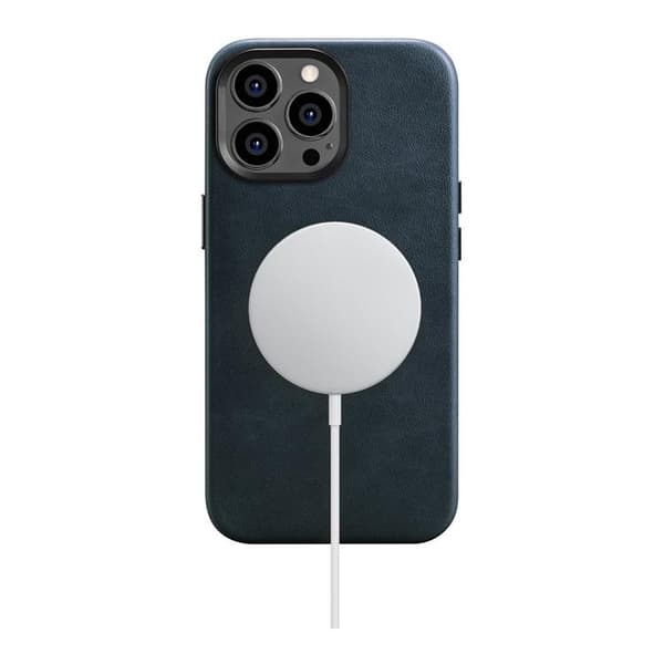 iCarer iPhone 14 Pro Max Skal Magsafe Äkta Läder Oil Wax - Mörkblå