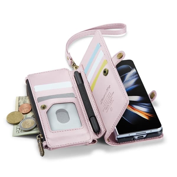 CASEME Plånboksfodral Konstläder för Samsung Galaxy Z Fold4 5G - Rosa