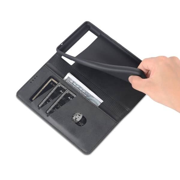 AZNS Google Pixel 6 Plånboksfodral - Praktisk Flip Design Konstläder - Svart