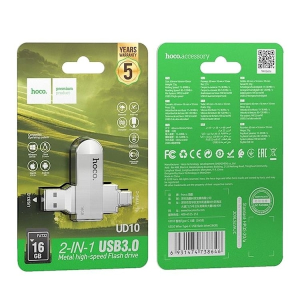 HOCO pendrive Wide UD10 USB + Type C 16GB USB3.0