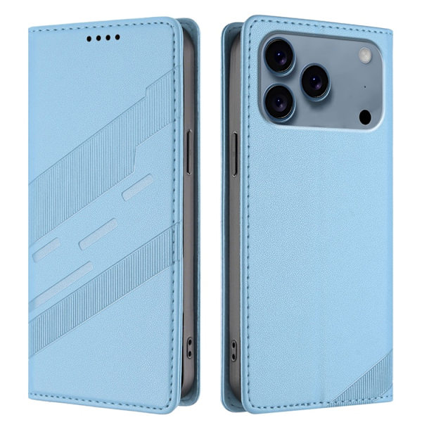 iPhone 17 Pro Max Plånboksfodral Punk Style Imprinted - Babyblå Blå