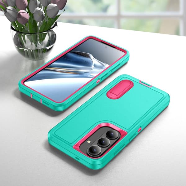 Mobilskal för Samsung Galaxy S26 PC + Silikon Anti-Drop Kickstand - Cyan