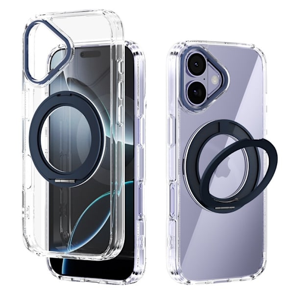 ABEEL Q-LUCK Mobilskal till iPhone 17 med Rotera Kickstand Blå