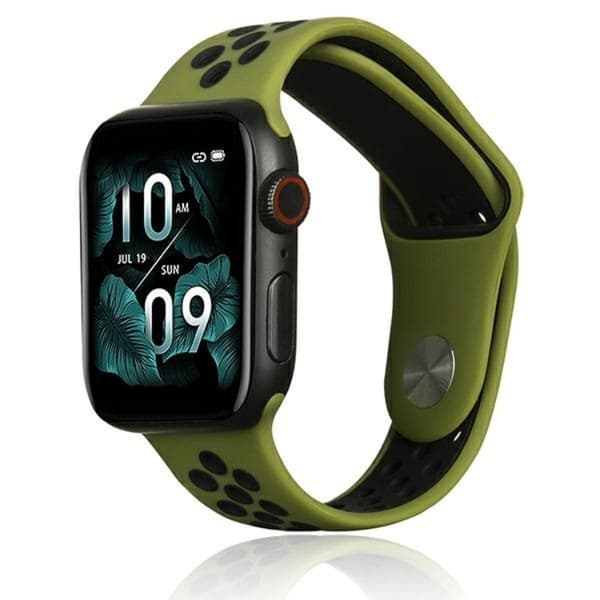 Beline Apple Watch (38/40/41mm) Armbånd Sport Silikone - Sort/Grøn Grön